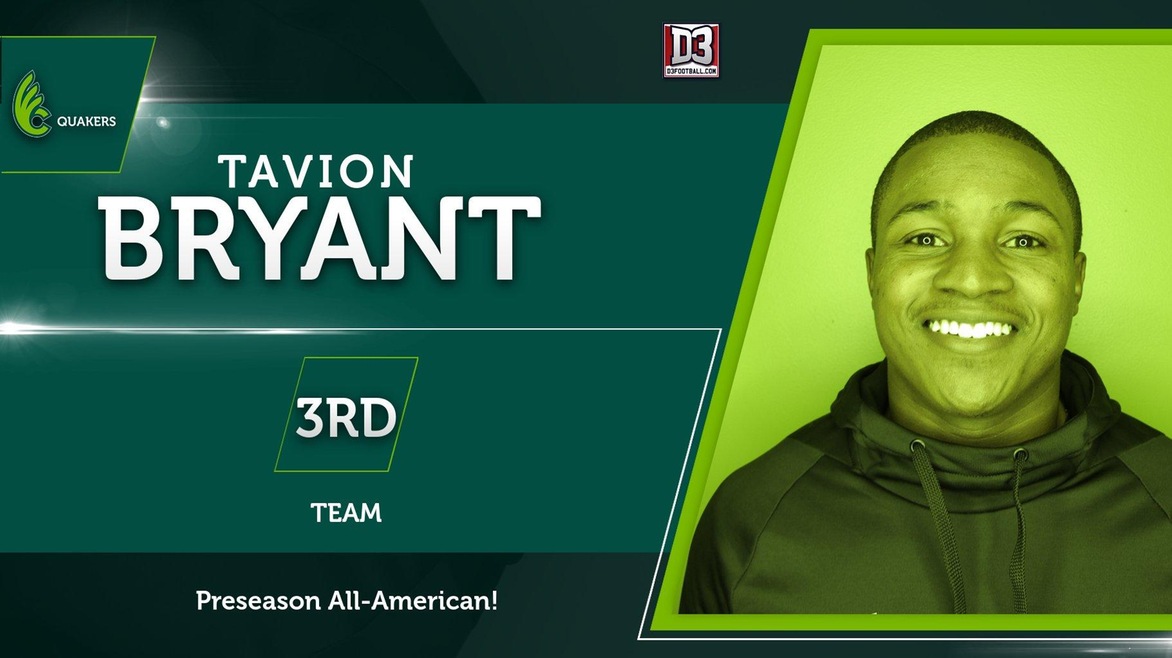 Tavion Bryant Garners Preseason Third Team All-American Honors From D3football.com