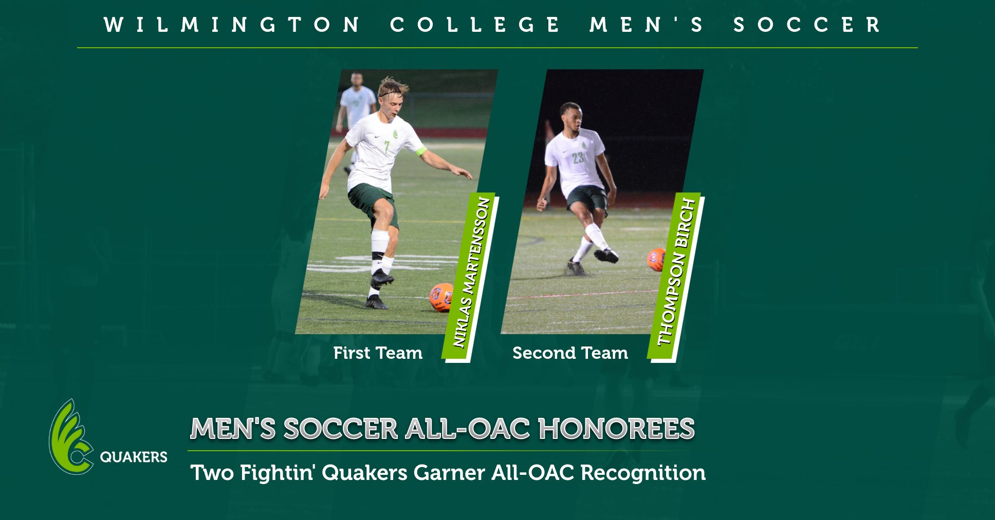 Martensson and Birch Earn All-OAC Honors for Men's Soccer