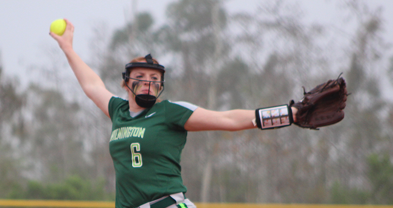 Senior Becca Carpenter allowed one run over seven innings to record the victory in the circle. (Wilmington Athletic Communications file photo)