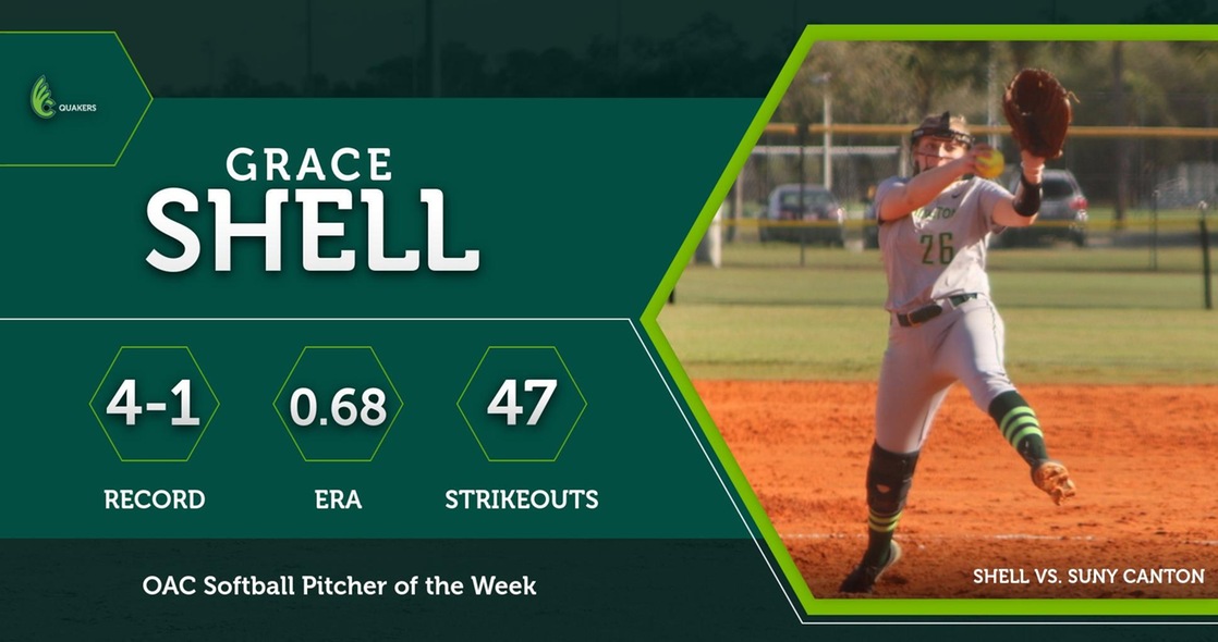 Grace Shell Named OAC Softball Pitcher of the Week