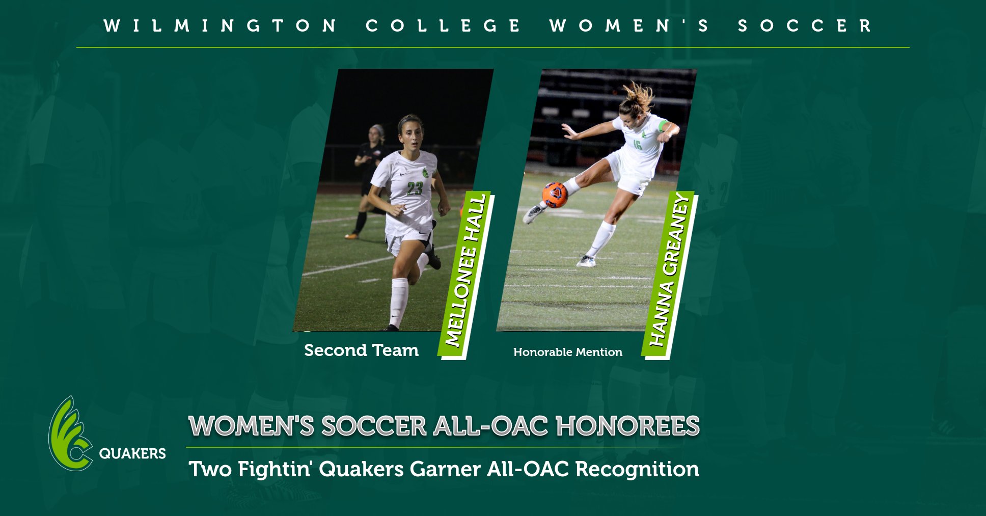 Hall and Greaney Earn All-OAC Honors for Women's Soccer