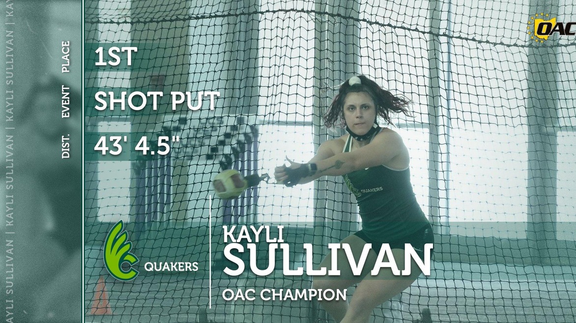 Kayli Sullivan Earns All-OAC Honors at Indoor Championships with First and Second Place Finishes