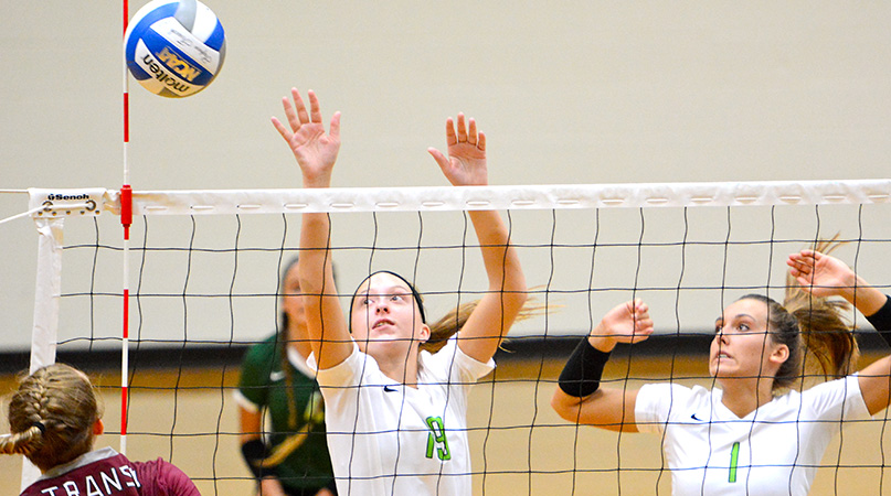 Double-double for Goforth in @DubC_Volleyball loss