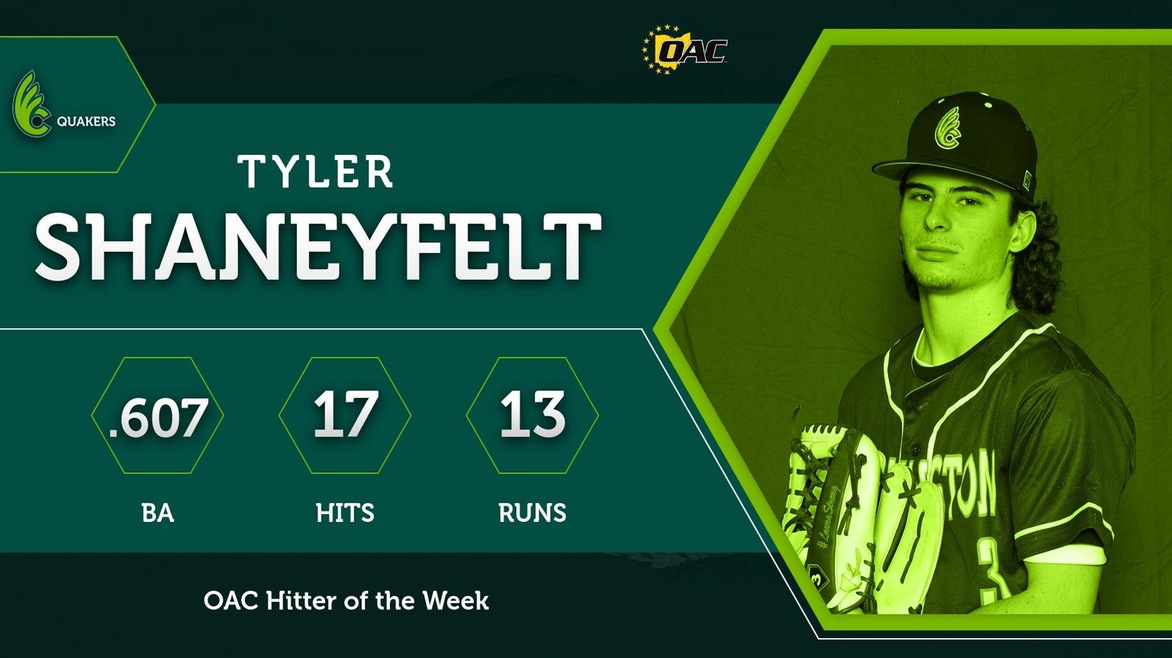 Tyler "Johnny" Shaneyfelt Named OAC Baseball Hitter of the Week