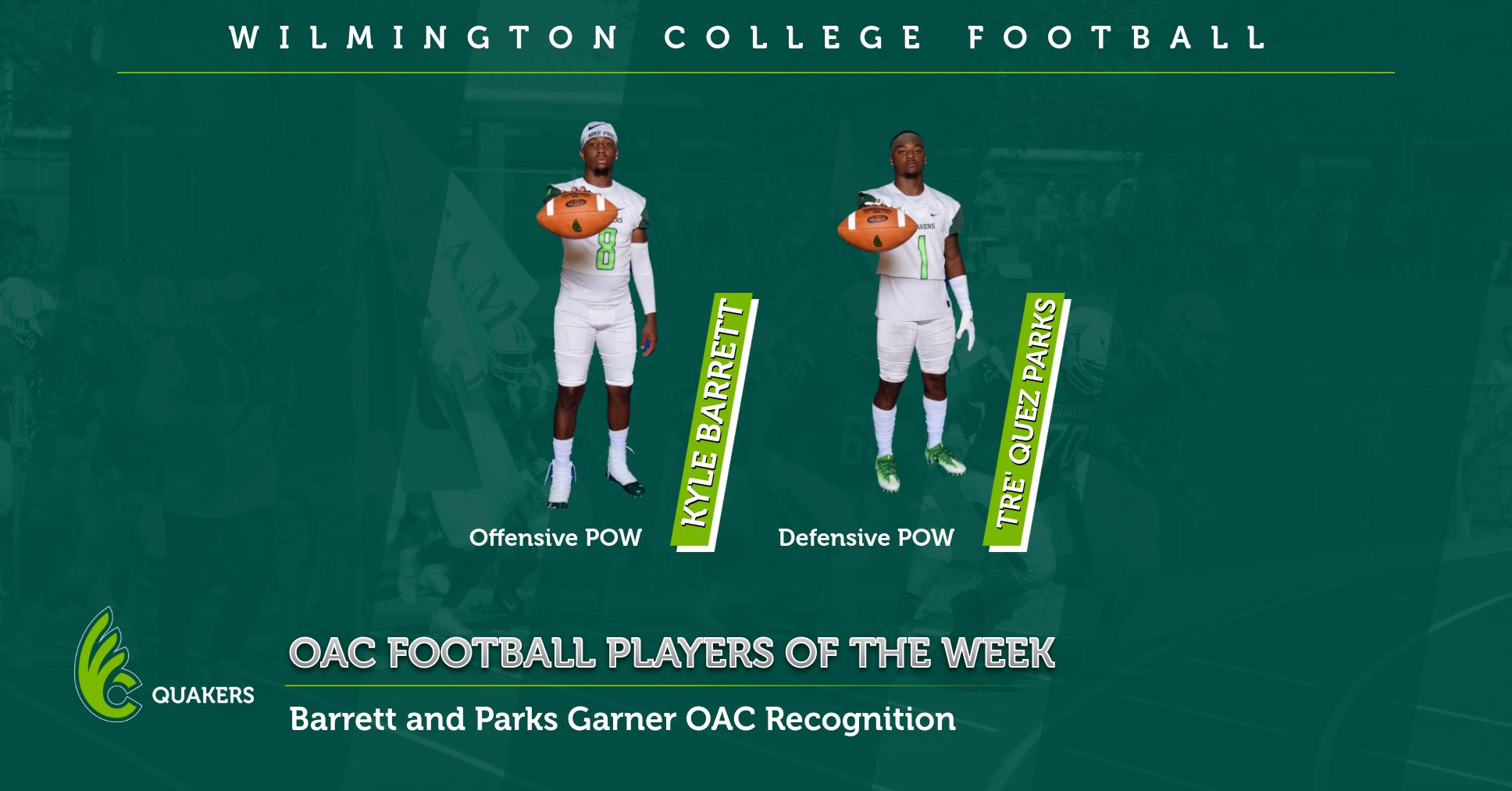 Barrett and Parks Named OAC Football Players of the Week