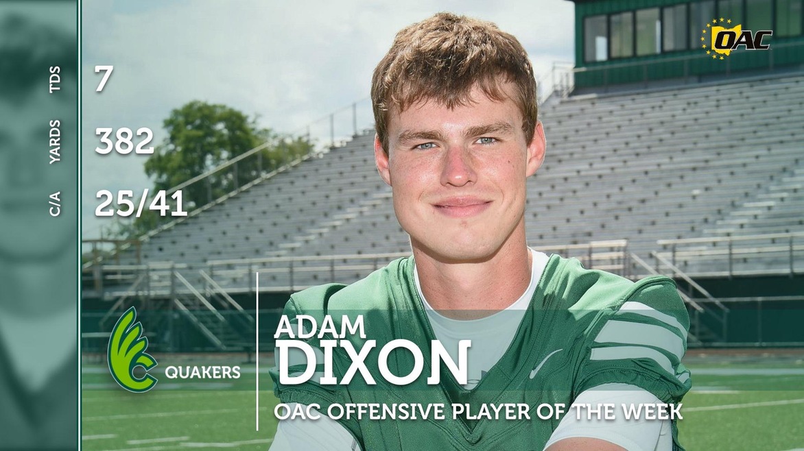 Adam Dixon Named OAC Offensive Player of the Week