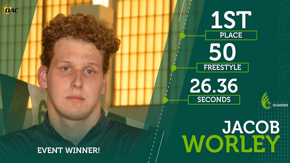 Worley Wins 50-Meter Freestyle for Men's Swimming vs. Ohio Northern
