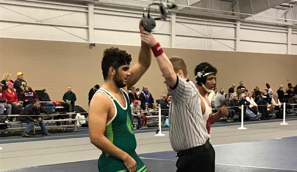 Khalil Records First Win for Wrestling at Trine